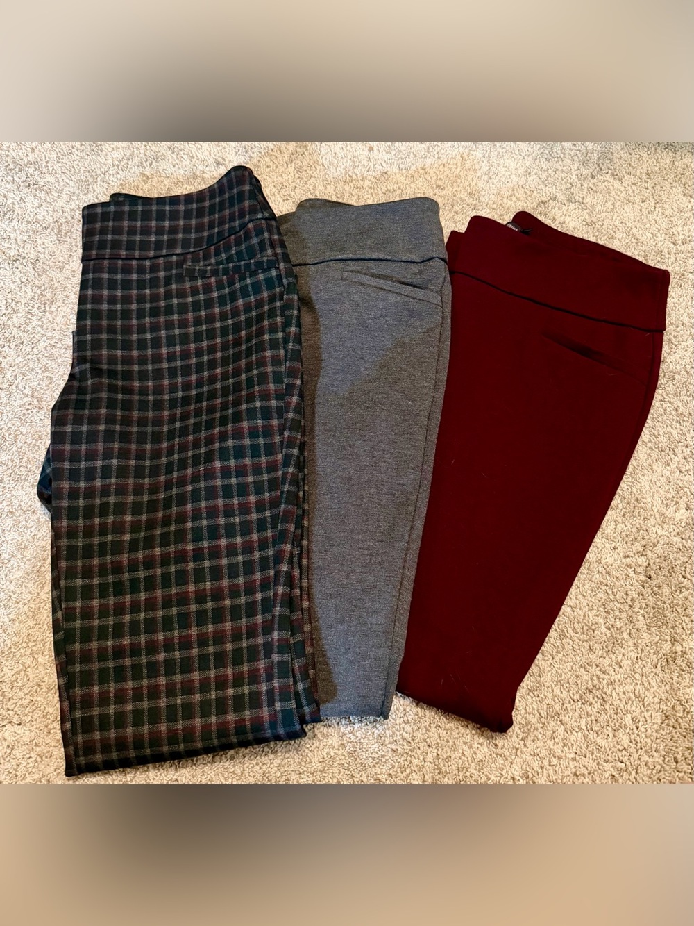 New York & Company Women’s Trouser - Gray, Burgundy, Plaid